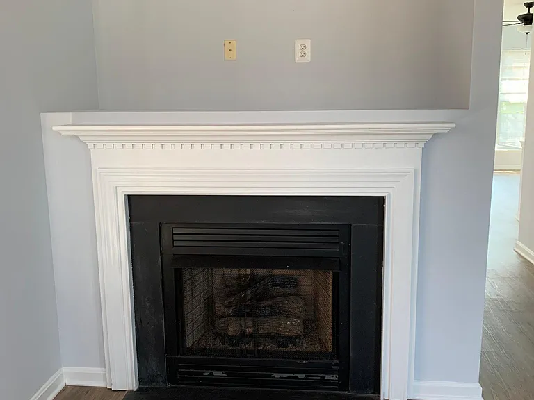 Fireplace in family room, off the kitchen