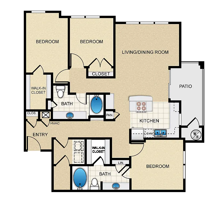 Floor plan Three Bedroom H1