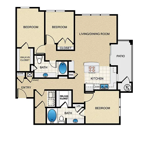 Floor plan Three Bedroom H1