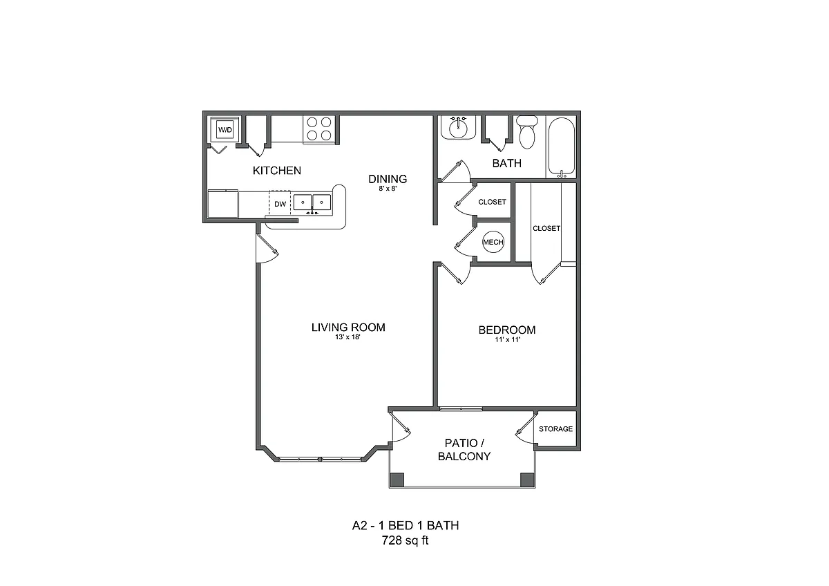 Floor plan A2 - One Bedroom