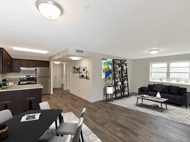 Living Room with Hardwood Style Flooring