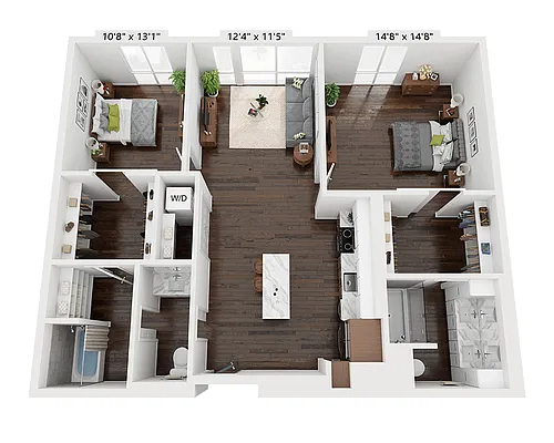 Floor plan Two Bedroom B2J
