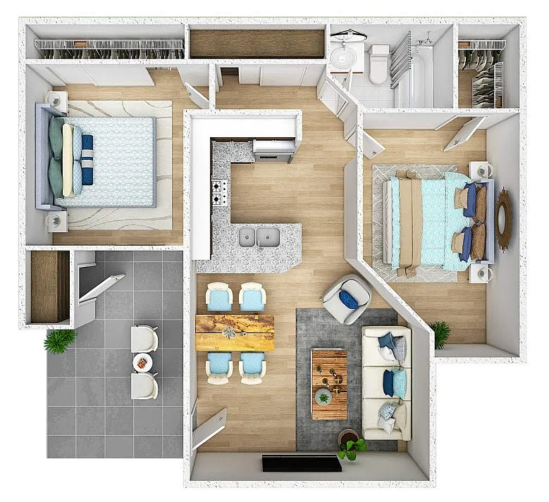 Floor plan 2 Bedroom 1 Bath