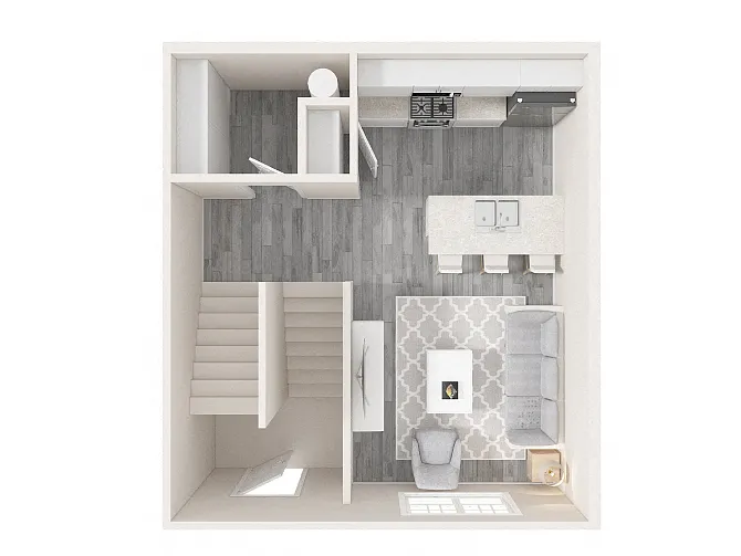 Floor plan 2 Bedroom, 2 Bathroom Townhouse (A)