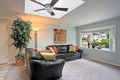 Huge skylight warms living room