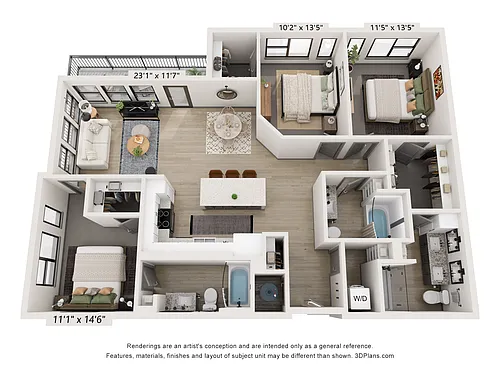 Floor plan C1 (3 Bedroom)