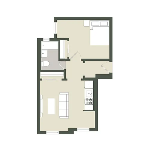 Floor plan 1 Bedroom - 1 Bathroom