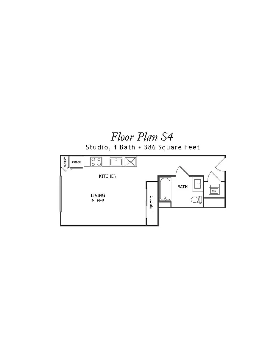Floor plan Junior One-Bedroom S4