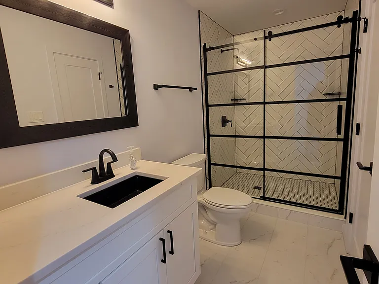 bathroom with etra-large shower stall only