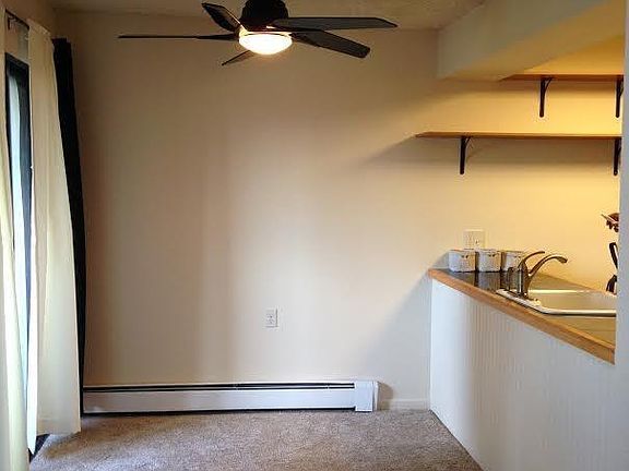 Eating area leads to balcony