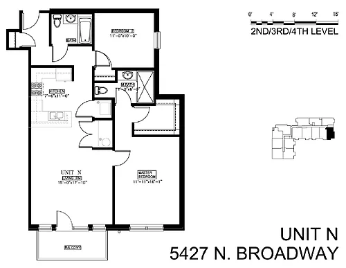 Floor plan 2 Bedroom - 2 Bathroom - Tier N