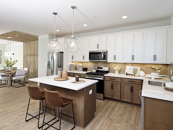 The kitchen in the Glendale townhome at Lakeside at Trappe.