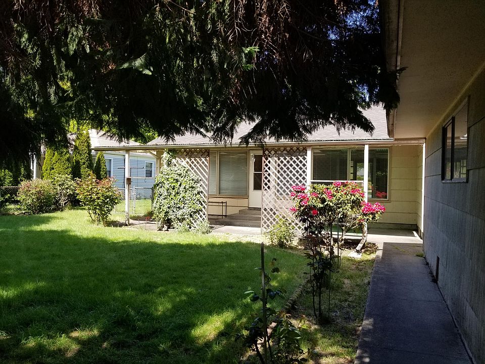Fenced back yard with covered patio