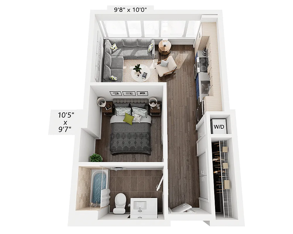 Floor plan One Bedroom A1B
