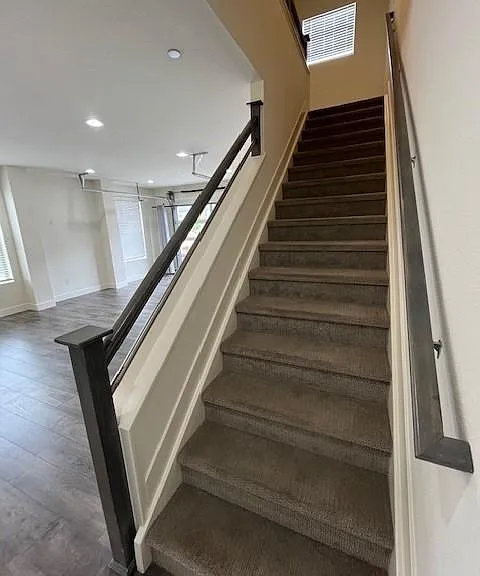 View from bottom of stairs