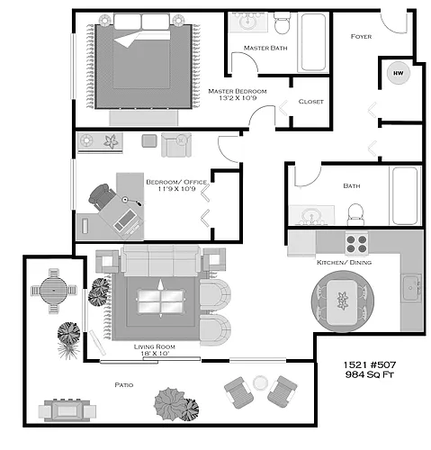 Floor plan 2x2 West