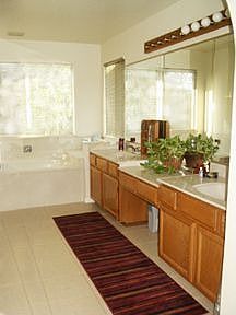 Master bath, 2-sink vanity, jetted tub, separate shower.