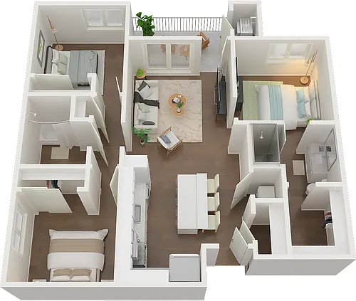 Floor plan 3 Bed 2 Bath PNL3AC