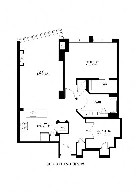 Floor plan 1x1 Den Penthouse P4