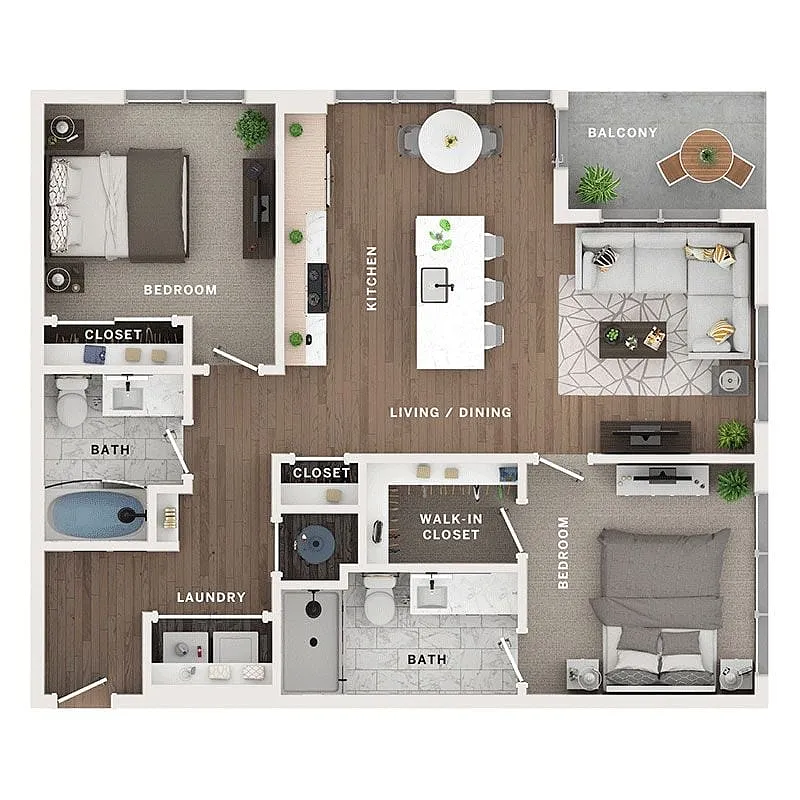 Floor plan 2BR/2BA - C