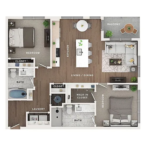 Floor plan 2BR/2BA - C
