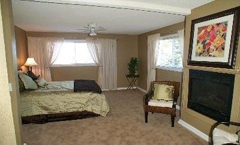 Master bedroom and fireplace