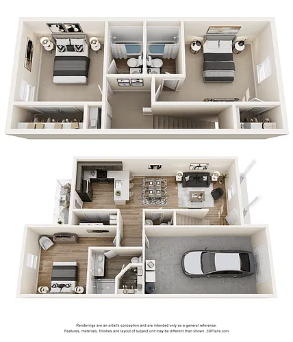 Floor plan 3 Bedroom, Master on Main, with Main Level Garage