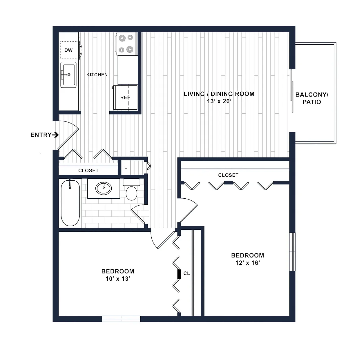 Floor plan 2 Bedroom 1 Bath