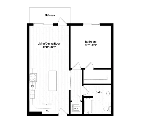 Floor plan 1x1 - 711 sqft - A3
