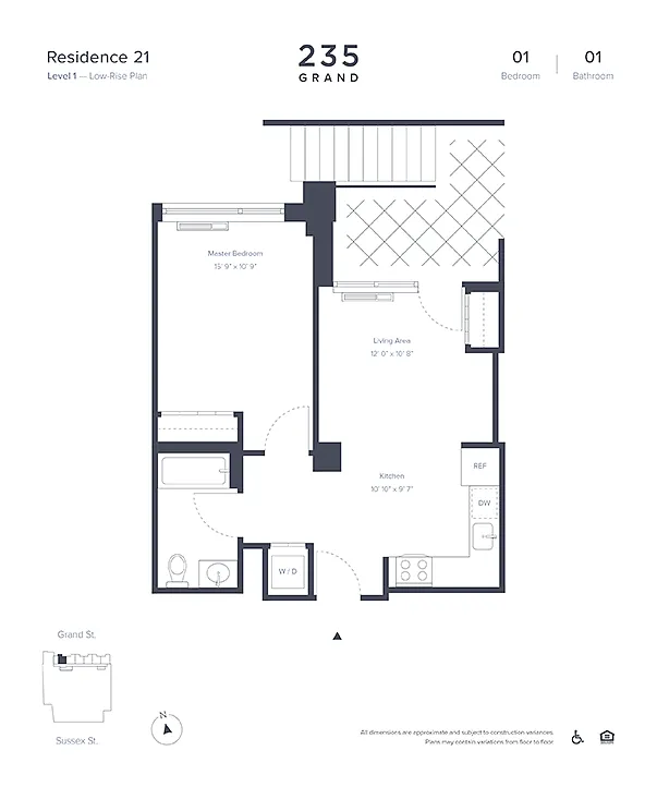 Floor plan 1 Bedroom - 1 Bathroom