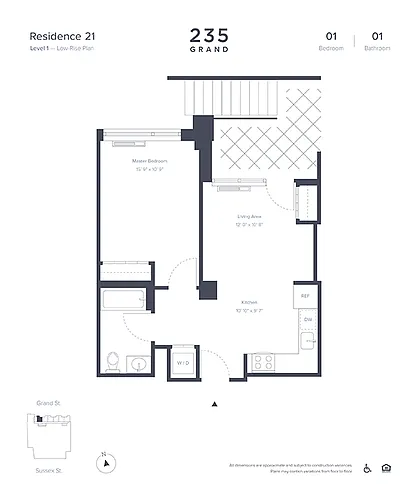 Floor plan 1 Bedroom - 1 Bathroom