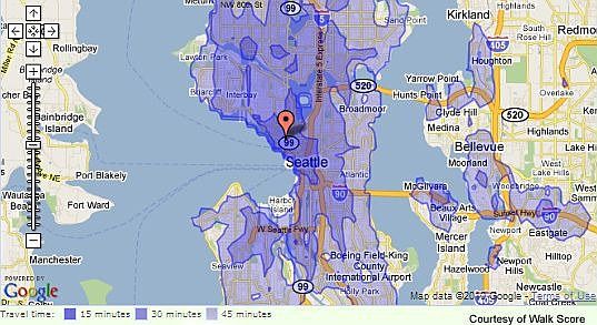 Transit time map for Mosler Lofts