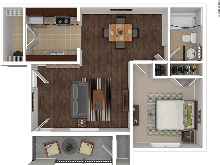 One bedroom apartment with private balcony