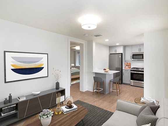 Open living room and eat in kitchen.