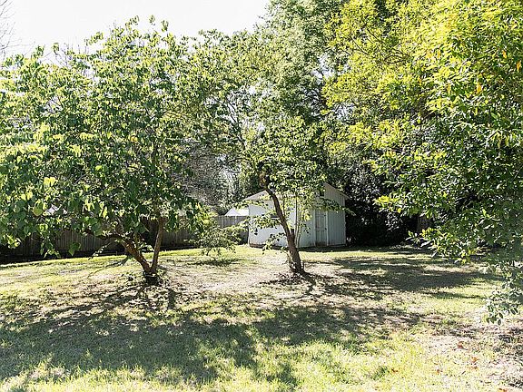 private backyard with shed
