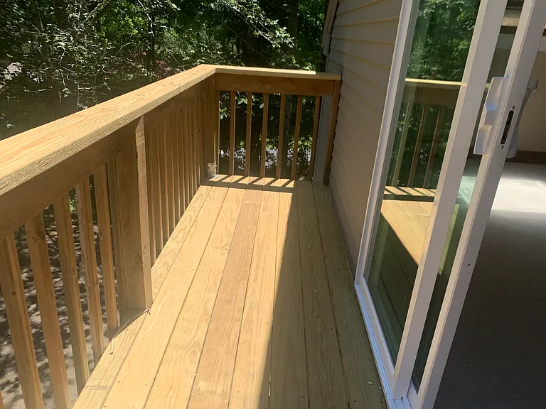 Private, newly decked balcony with private light and power