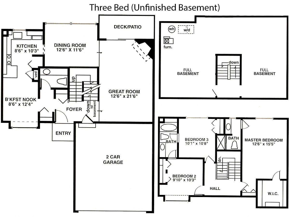 Floor plan North - 3 Bedroom 2.5 Bath Townhome