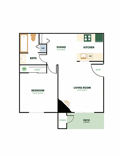 Floor plan 1x1B