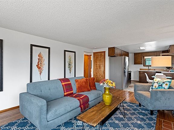 Living room flows into the kitchen.