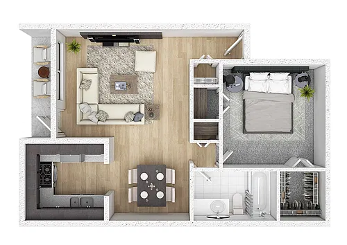 Floor plan 1 Bedroom, 1 Bathroom