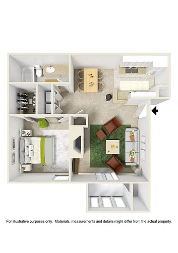 Floor plan 1 Bed 1 Bath