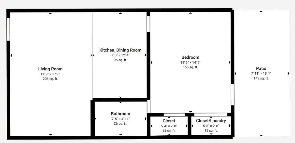 Floor plan 1 Bed 1 Bath