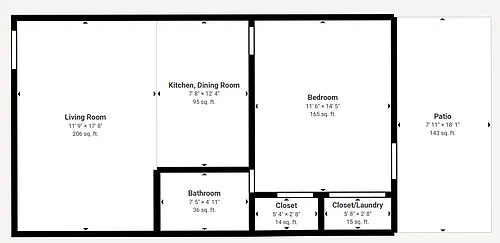 Floor plan 1 Bed 1 Bath