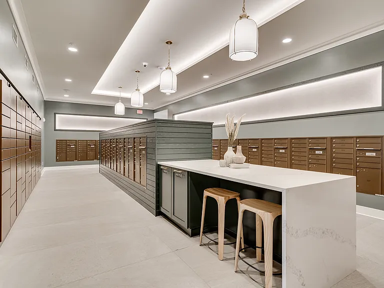 The mailroom offers refrigerated and over-sized storage