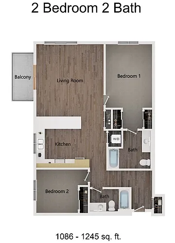 Floor plan 2 Bedroom 2 Bath