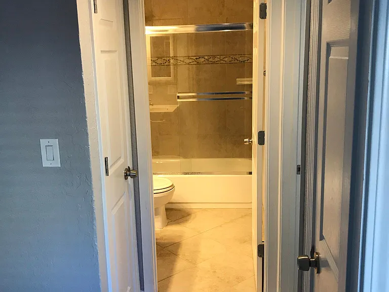 Hallway to bathroom