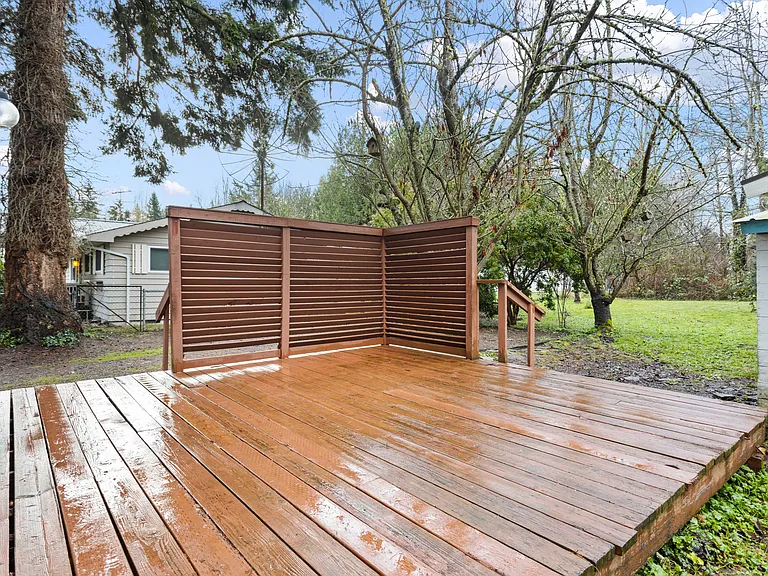 Deck overlooking the backyard