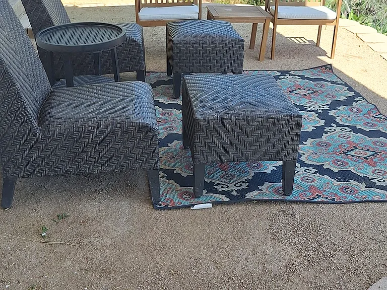 backyard patio with canyon views