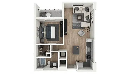 Floor plan 1 Bed/1 Bath-2A3
