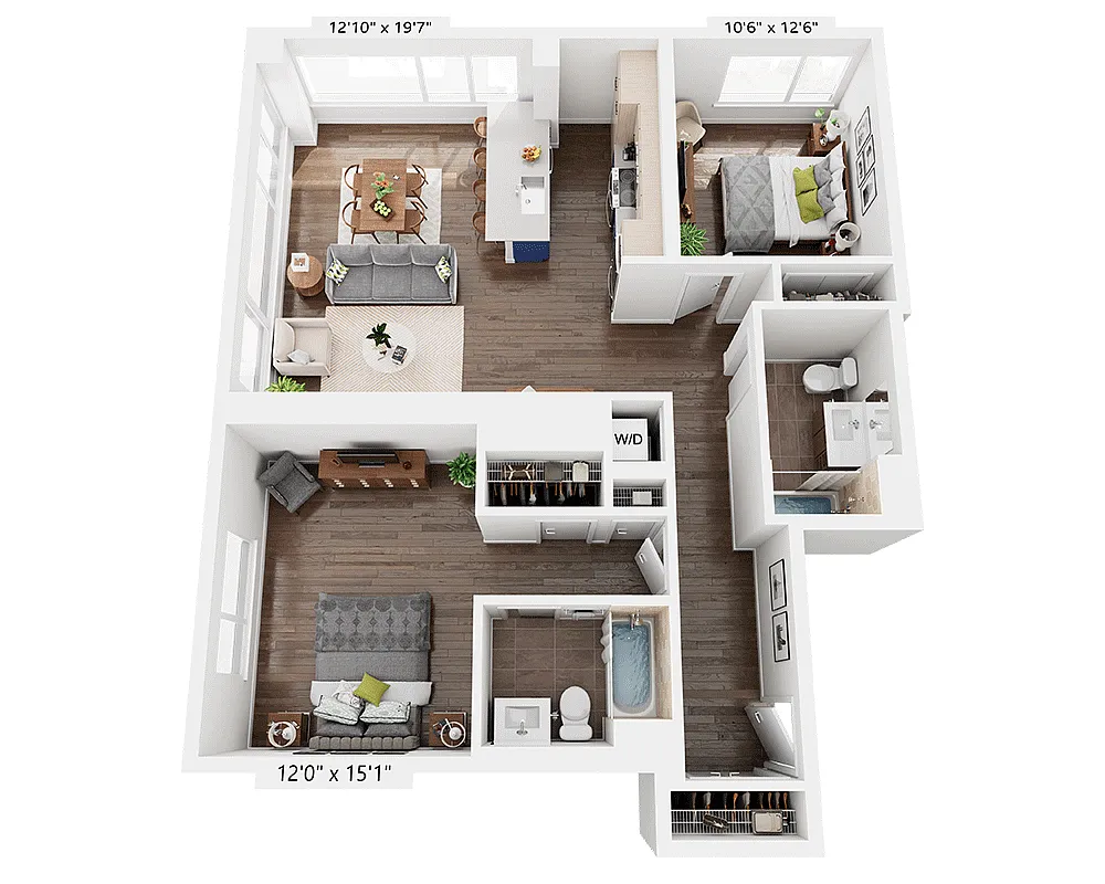 Floor plan Two Bedroom B2I